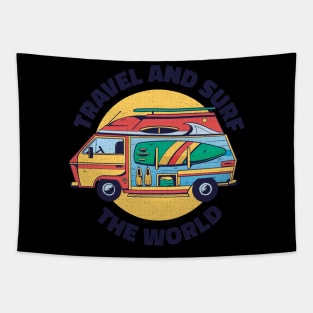 Travel And Surf The World Tapestry