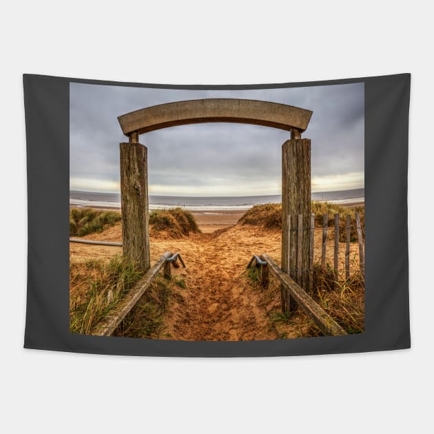 Entrance To Mablethorpe Sand Dunes Tapestry by tommysphotos