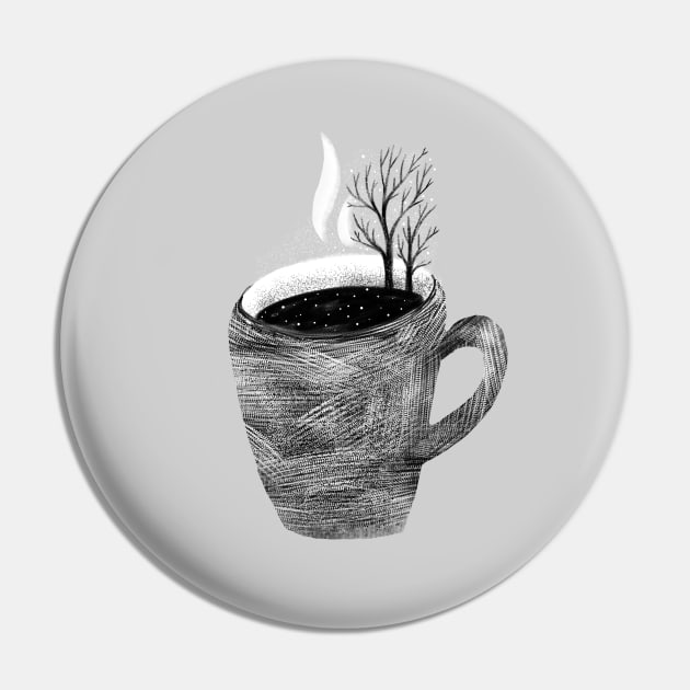 A cup of tea and trees. Winter landscape Pin by Lena Sfinks
