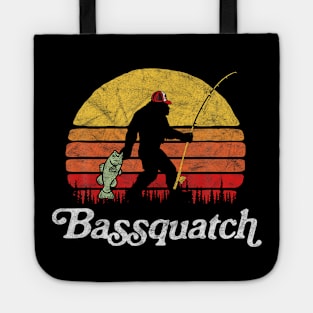 Bassquatch Funny Bigfoot Fishing Outdoor Retro Tote