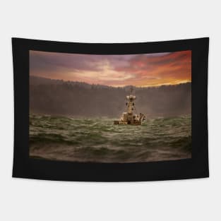 Fishing Boat in Rough Seas Tapestry