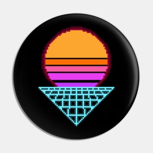 Outrun Sunset Retro 8-Bit Pixel Art Pin