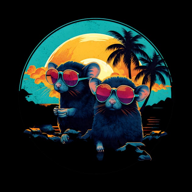 Retro Wave Grey Mice by Miami Neon Designs