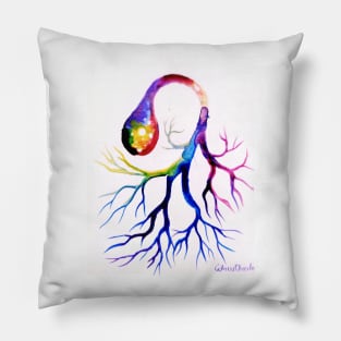 unipolar neuron  or reversed tree painting Pillow