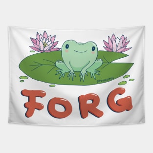 FORG - little frog on a lily pad, chilling Tapestry