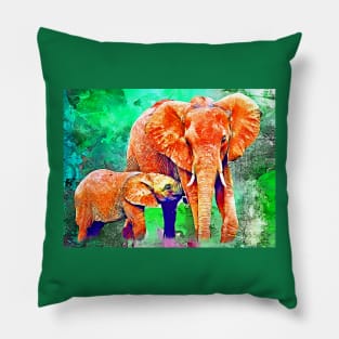 Cartoon Elephant Family Pillow