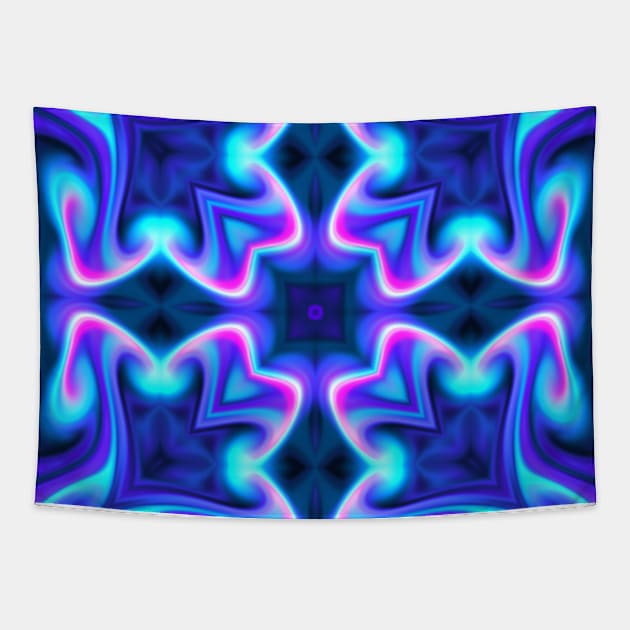 Psychedelic Hippie Pink and Blue Tapestry by WormholeOrbital