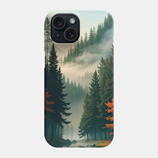 Misty PNW Woods with Pine Trees Phone Case