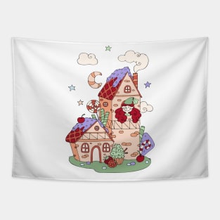 Funny princess in the tower. Fairytale castle Tapestry