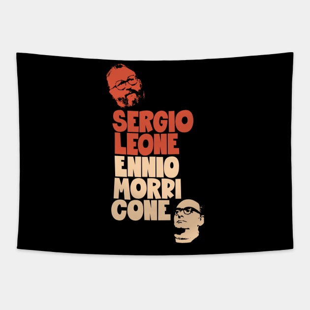 Sergio Leone and Enio Morricone - Maestros Unite Tapestry by Boogosh