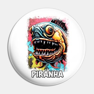 Scary Piranha Amazon River Monster fish Abstract Fantasy Artwork Pin