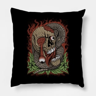 skull head and snake Pillow