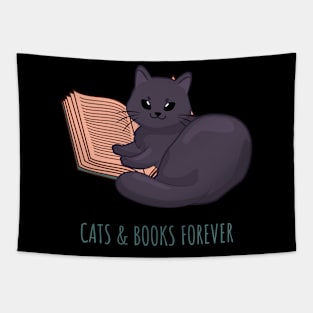 Easily Distracted by Cats and Books Tapestry