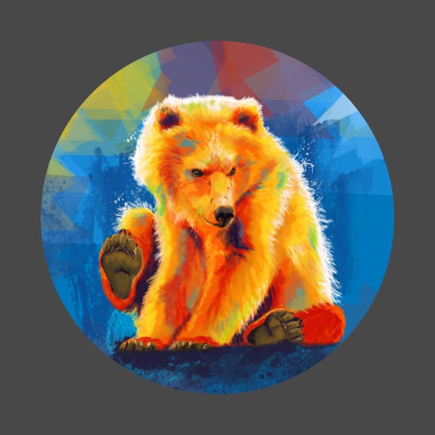 Play with a Bear Digital Painting by Flo Art Studio