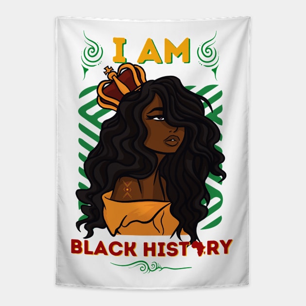 I Am Black History Month African American Afro Queen Tapestry by Hypnotic Highs