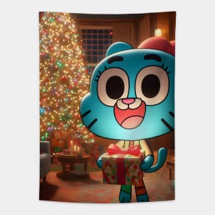 Whimsical Wonderland Unleashed: Gumball Christmas Art for Iconic Cartoon Holiday Designs! Tapestry