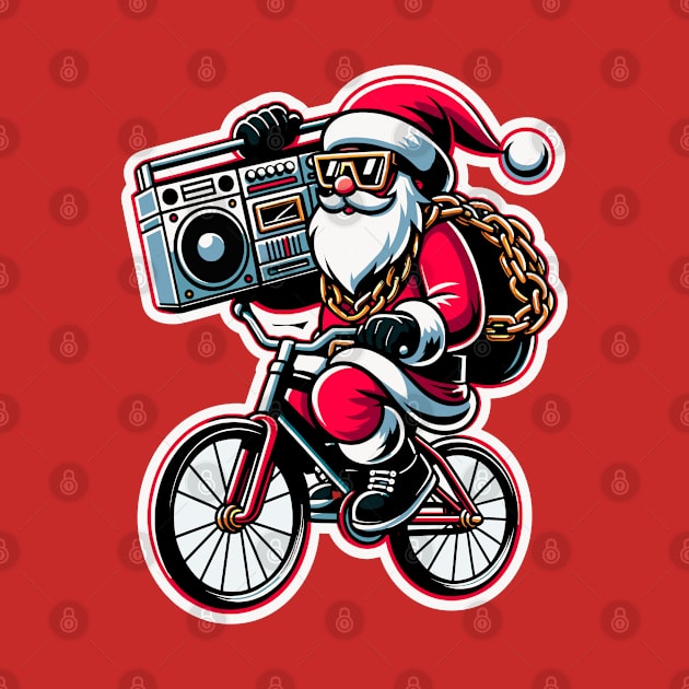 Santa's Hip Hop Christmas Riding With Boombox by Contentarama