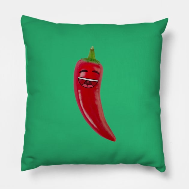 Laughing Red Chili Pillow by lolcano