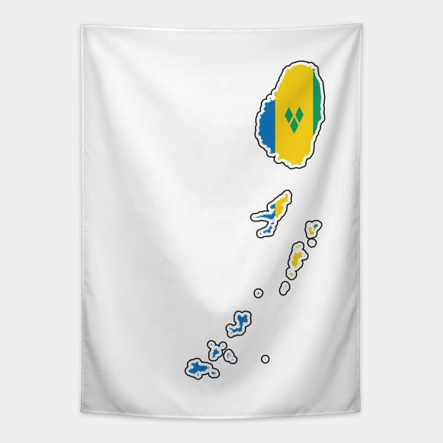 St Vincent and the Grenadines National Flag and Map Tapestry by IslandConcepts