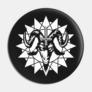 Satanic Goat Head with Chaos Star (white) Pin