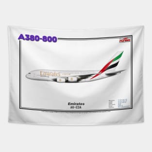 Airbus A380-800 - Emirates (Art Print) Tapestry