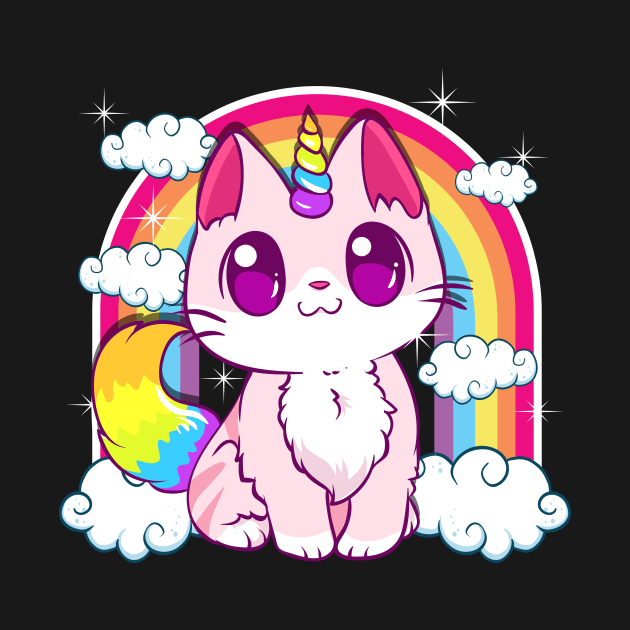 Cute Unicorn Cat Adorable Smiling Rainbow Kitty by theperfectpresents