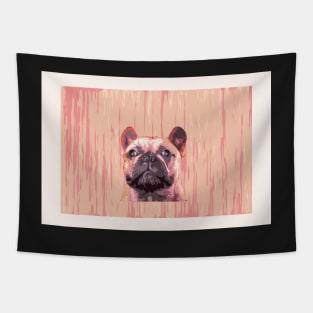 French bulldog, cute frenchie head, pink dog Tapestry