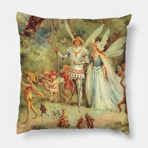 Vintage Fairy Tales, Thumbelina's Wedding to Prince Pillow by MasterpieceCafe