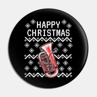 Euphonium Ugly Christmas Euphoniumist Brass Musician Pin