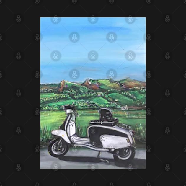 Retro Scooter, Classic Scooter, Scooterist, Scootering, Scooter Rider, Mod Art by Scooter Portraits