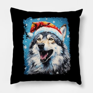 Christmas Wolf Pillow