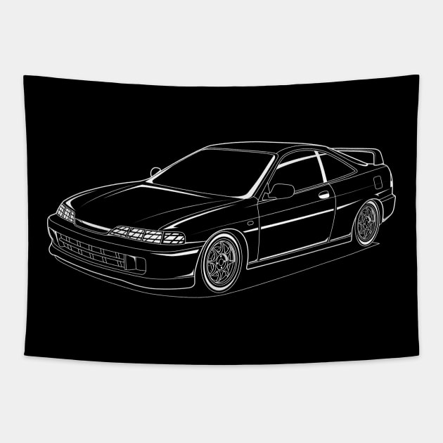 Jdm integra white line Tapestry by R.autoart