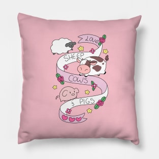 Love Sheep Cows and Pigs Pillow