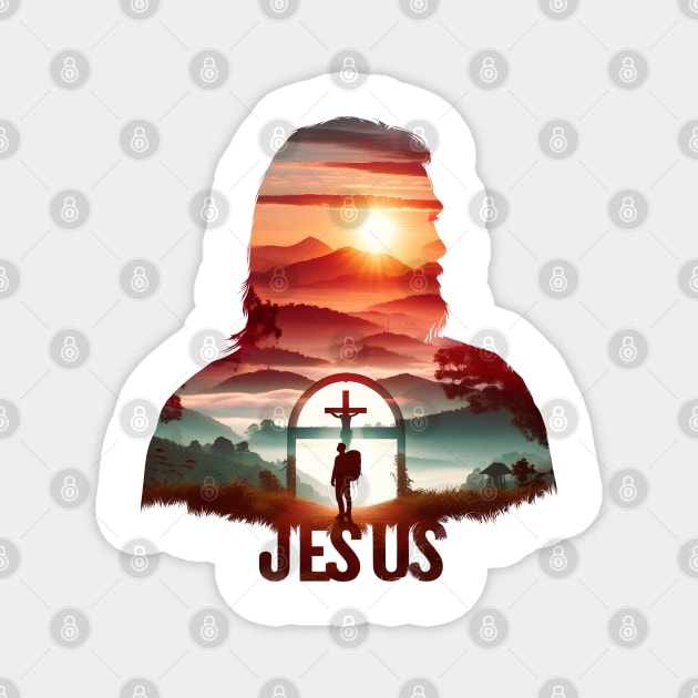 Christian Tshirt Design Siluet Jesus Christ Magnet by Javacustoms