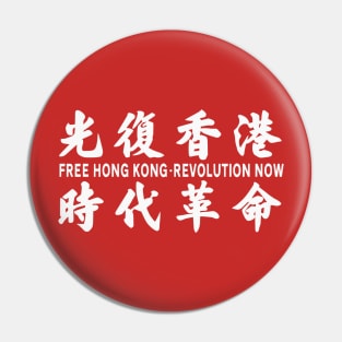 FREE HONG KONG REVOLUTION NOW 光复香港 时代革命 Pin