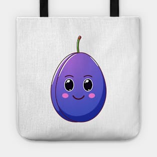 Cute Kawaii Plum, Cartoon Ripe Fruit Tote