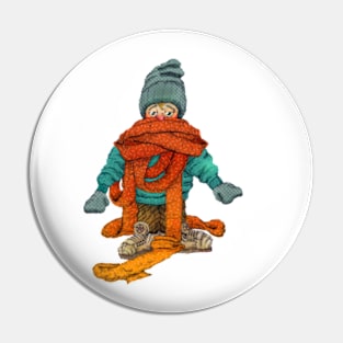 Kid on a Snow Day Pin