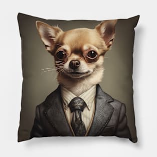 Chihuahua Dog in Suit Pillow