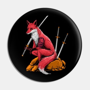 Kitsune japanese samurai fox Pin