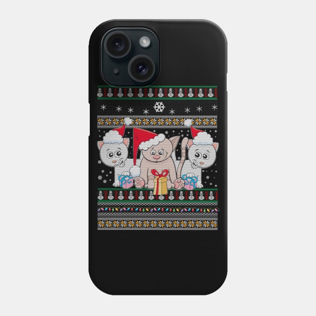 Ugly Christmas Cat Santa Hat Lights Xmas Gift Cat Lover Phone Case by Sinclairmccallsavd