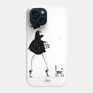 Walking with my cat Phone Case