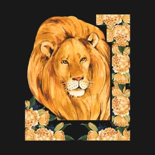 Cute Lion Head Digital Graphics T-Shirt