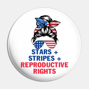 Messy Bun American Flag Stars Stripes Reproductive Rights 4th of Julystars stripes reproductive rights Pin