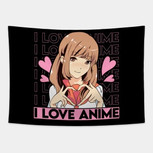 Cute I Love Anime Girl Japanese Kawaii Obsessed Tapestry