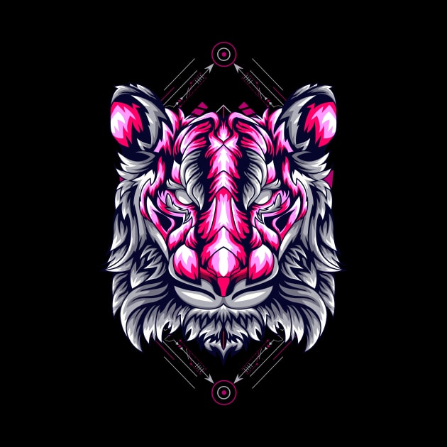 tiger head front crest retro by SHINIGAMII