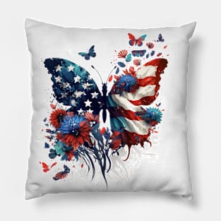 Patriotic Butterfly, 4th of July Design Pillow