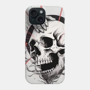 An Ink Illustration of a Skull Phone Case