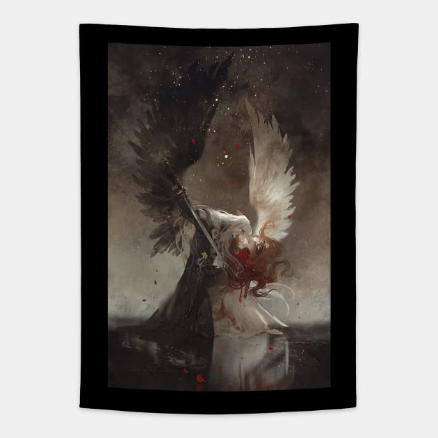 Angel and Evil Fantasy Tapestry by SkyfrNight