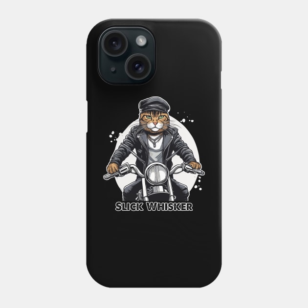 Slick Whisker Biker Cat Phone Case by Kingrocker Clothing