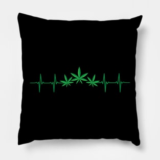 420 Weed Lover Heartbeat Line With Cannabis Leaf Pillow